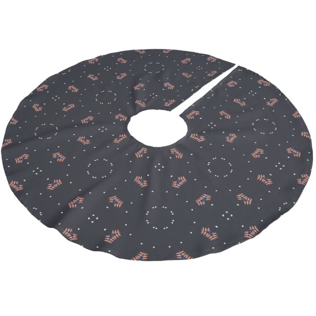 Stars And Unique Spaceship Pattern Brushed Polyester Tree Skirt (Angled)