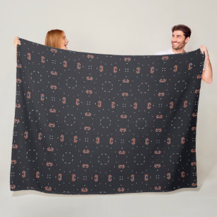 Stars And Unique Spaceship Pattern Fleece Blanket