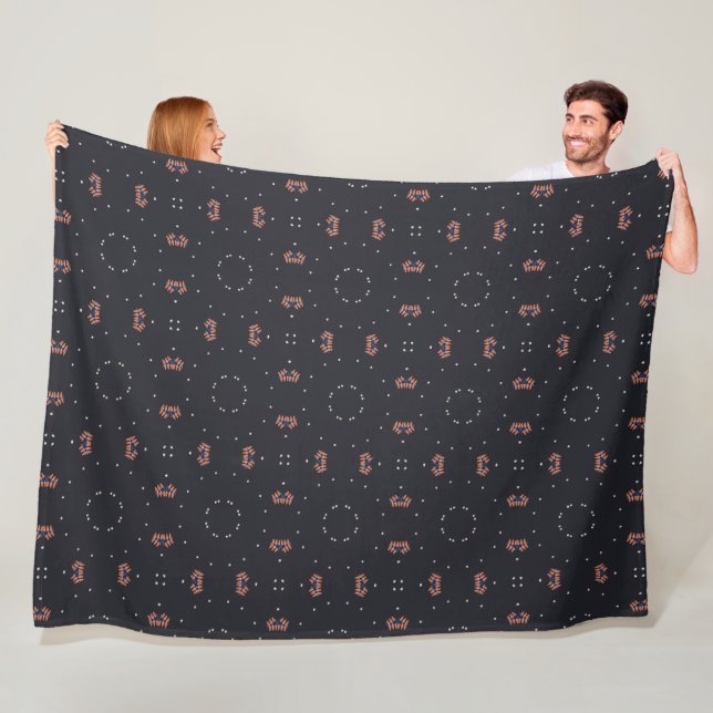 Stars And Unique Spaceship Pattern Fleece Blanket (In Situ)