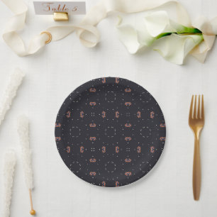 Stars And Unique Spaceship Pattern Paper Plate