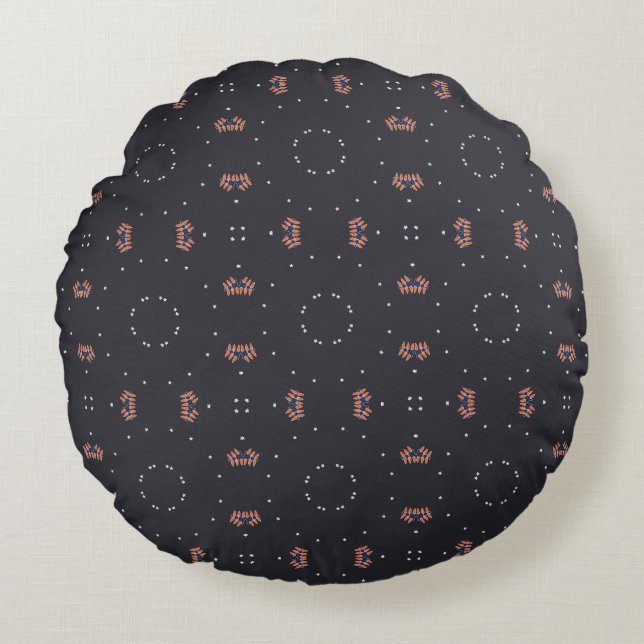 Stars And Unique Spaceship Pattern Round Cushion (Front)