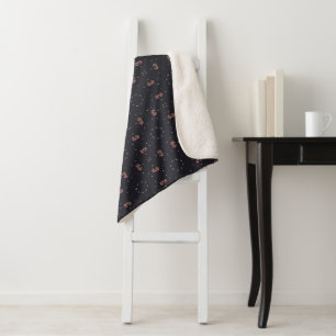 Stars And Unique Spaceship Pattern Sherpa Blanket
