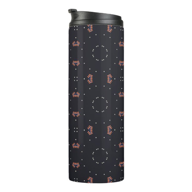 Stars And Unique Spaceship Pattern Thermal Tumbler (Rotated Right)