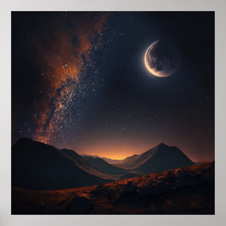 Stars are shining in the sky and the moon -3 poster