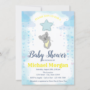 Stars, Baby Bear Baby Shower Invitation