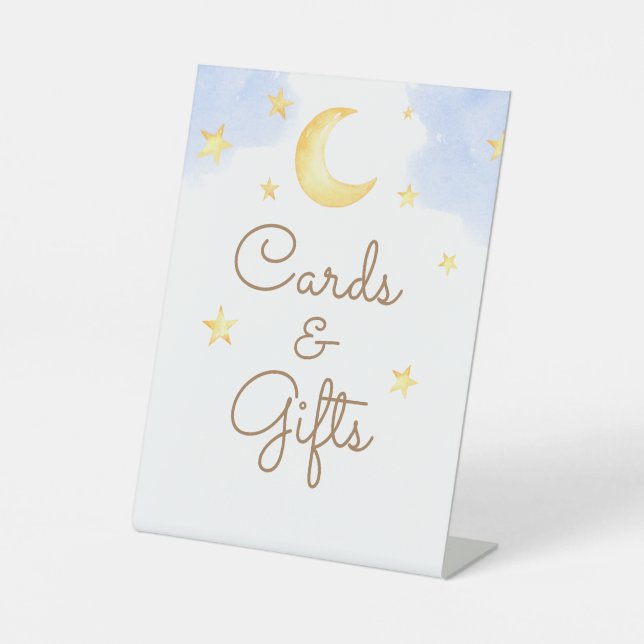 Stars Baby Shower Cards and Gifts Pedestal Sign (Front)