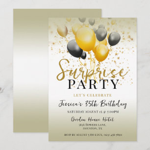 Stars & Balloons Decoration Surprise Birthday Invitation