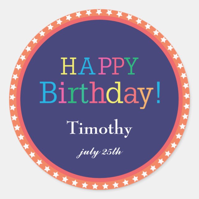 Stars Birthdaystickers Classic Round Sticker (Front)