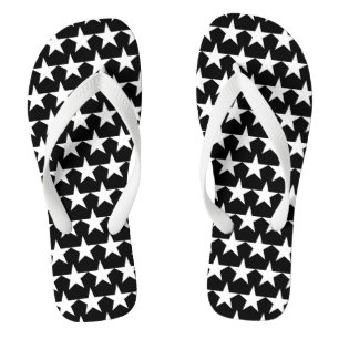 Stars black and white modern pattern flip flops