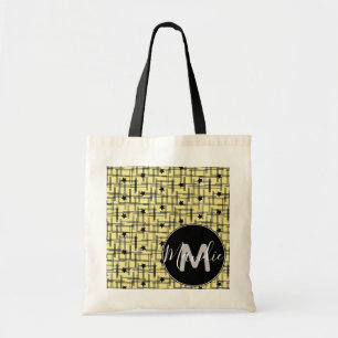Stars Black and Yellow Name Library Books Tote Bag