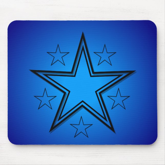 Stars Black Blue Mouse Mat (Front)