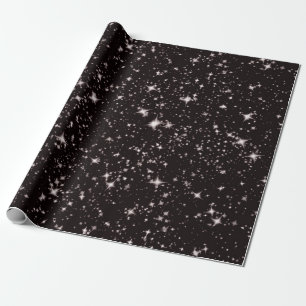 stars black night wrapping paper