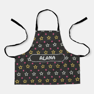Stars Black Pink Minimal Pattern Apron