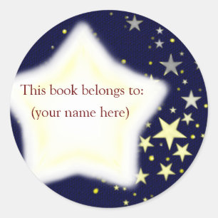 Stars, blue and yellow classic round sticker