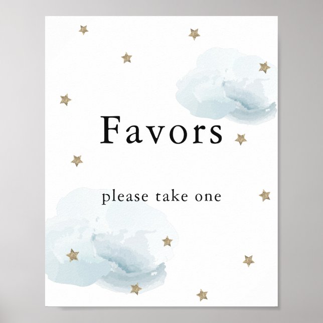 Stars & Blue Clouds Baby Shower Favors Sign (Front)