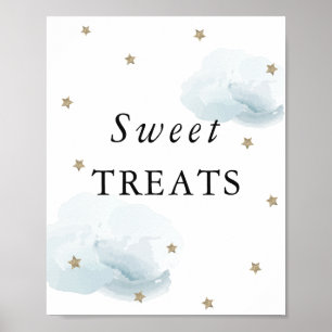 Stars & Blue Clouds Baby Shower Sweet Treats Sign
