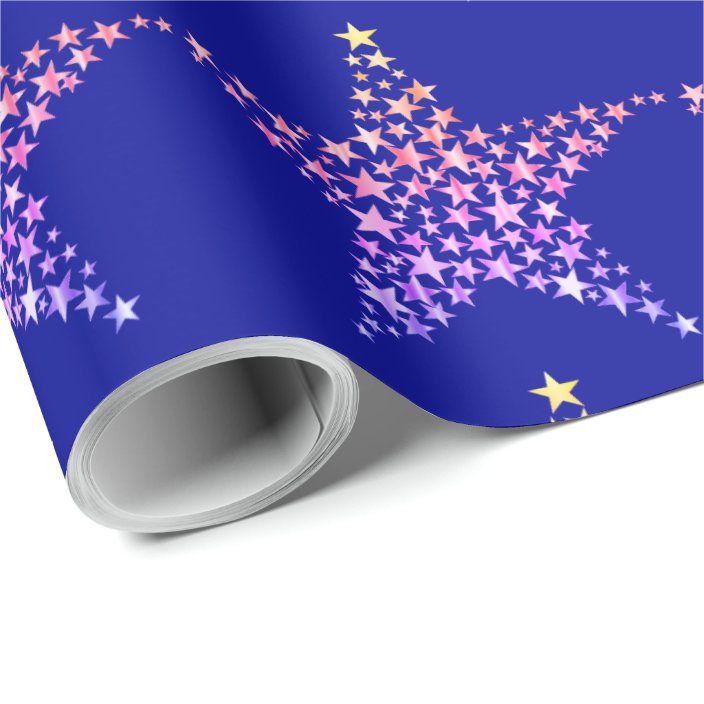 Stars Blue Wrapping Paper Zazzle.co.uk