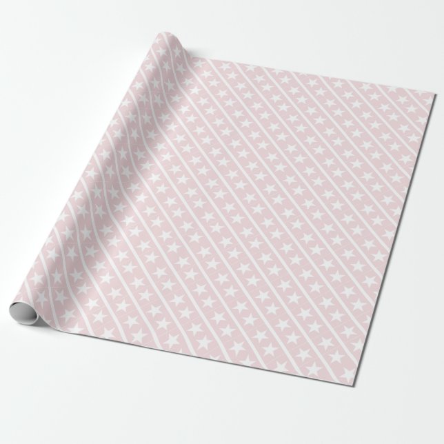Stars Blush Rose Pink Modern Stylish Design Trendy Wrapping Paper (Unrolled)
