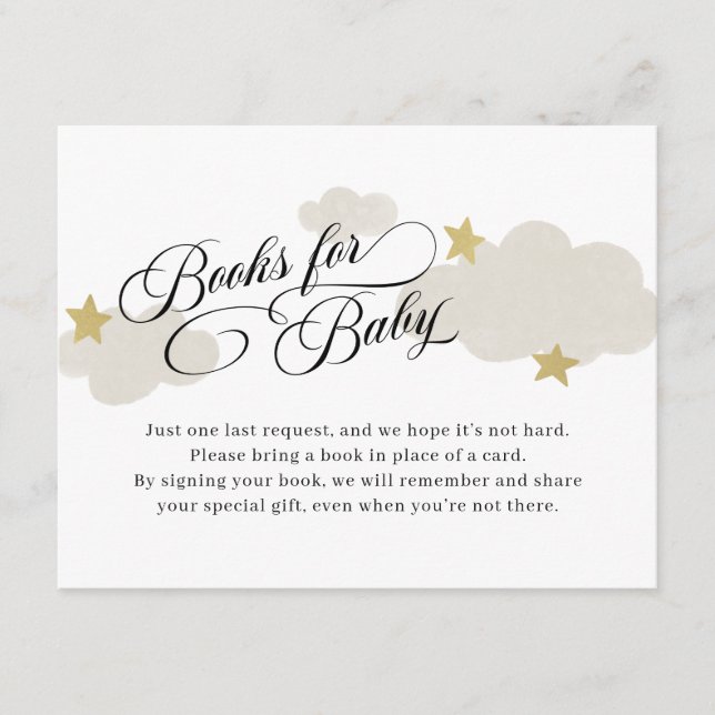 Stars Books Insert For Baby Shower Enclosure Card (Front)