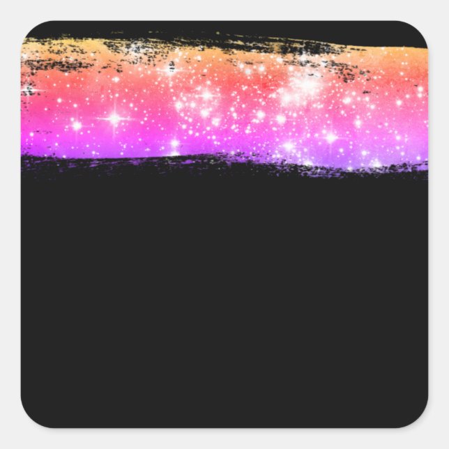 Stars Brush Stroke Blank Template, DIY, Black, Vs2 Square Sticker (Front)