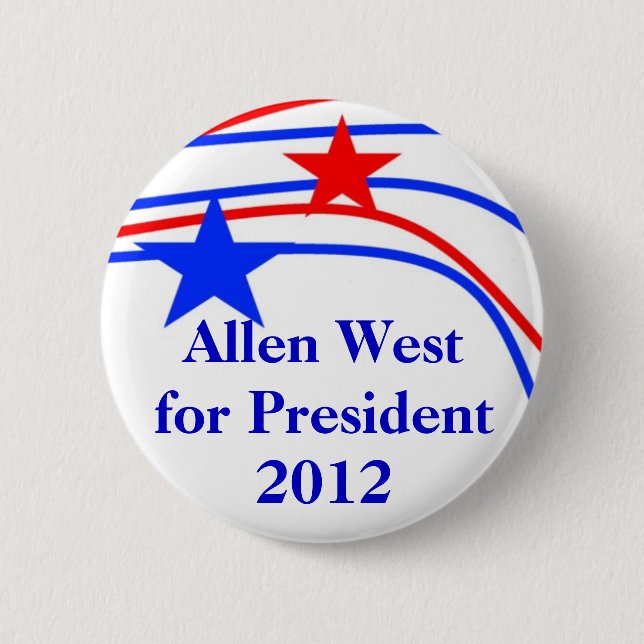 Stars Button, Allen West for President 2012 6 Cm Round Badge (Front)