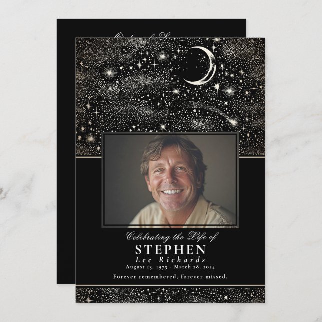 Stars Celebration of Life Photo Memorial Funeral  Programme (Front/Back)