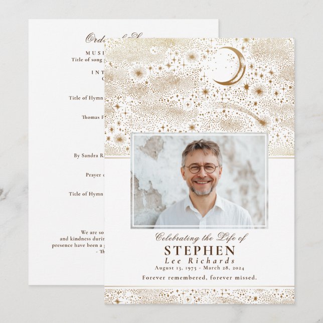 Stars Celebration of Life Photo Memorial Funeral  Programme (Front/Back)