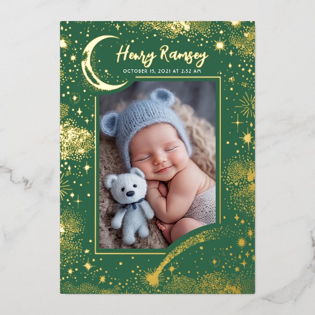 Stars Celestial Cute Green Newborn Photos Birth (Front)