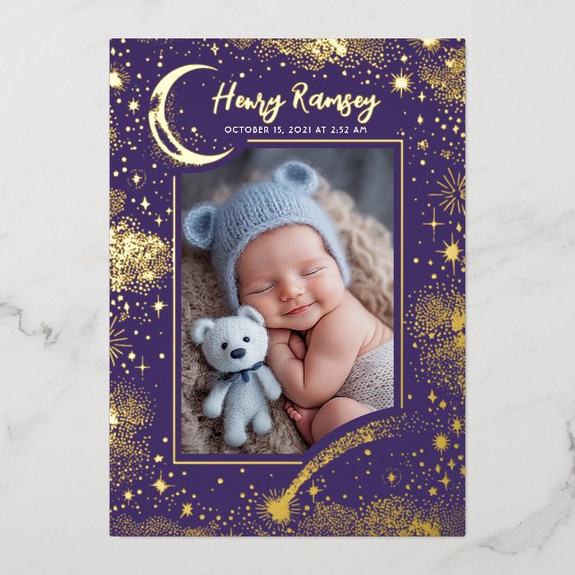 Stars Celestial Cute Purple Newborn Photos Birth (Front)