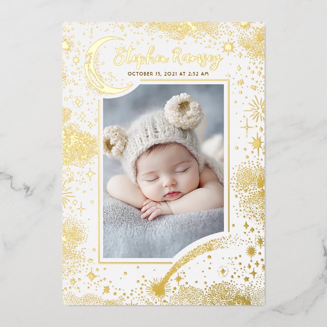 Stars Celestial Cute White Newborn Photos Birth (Front)