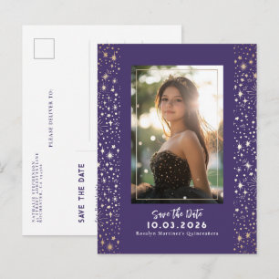 Stars Celestial QUINCEANERA Save The Date Photo Announcement Postcard