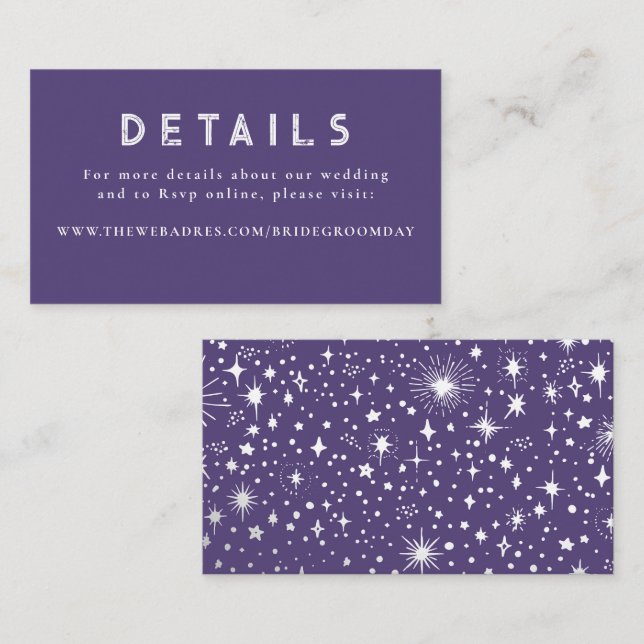 Stars Celestial Wedding Details Enclosure Card (Front/Back)