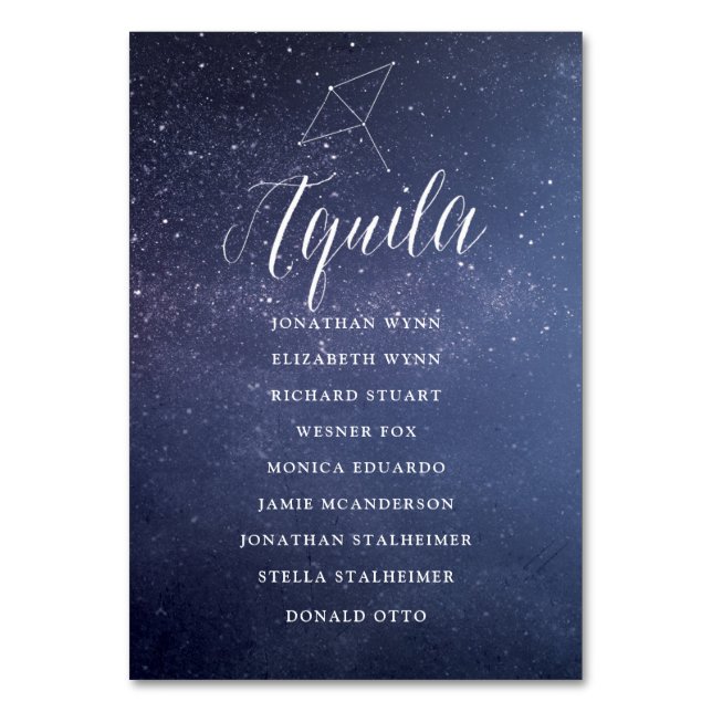 Stars Celestial Wedding Seating Chart Card Aquila (Front)