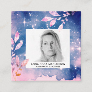 *~* Stars Chic Pink Blue Hair Model Actress PHOTO Square Business Card