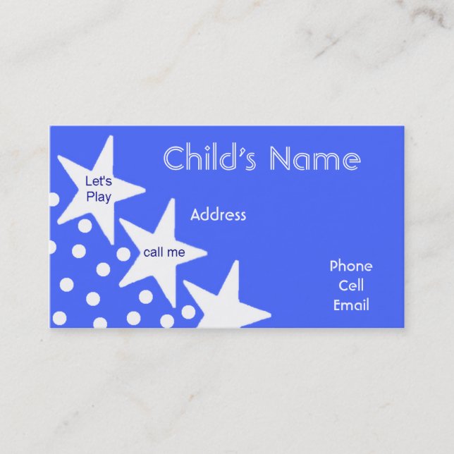 Stars Children's Calling Card (Front)