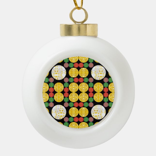 Stars Circles Ceramic Ball Christmas Ornament (Front)