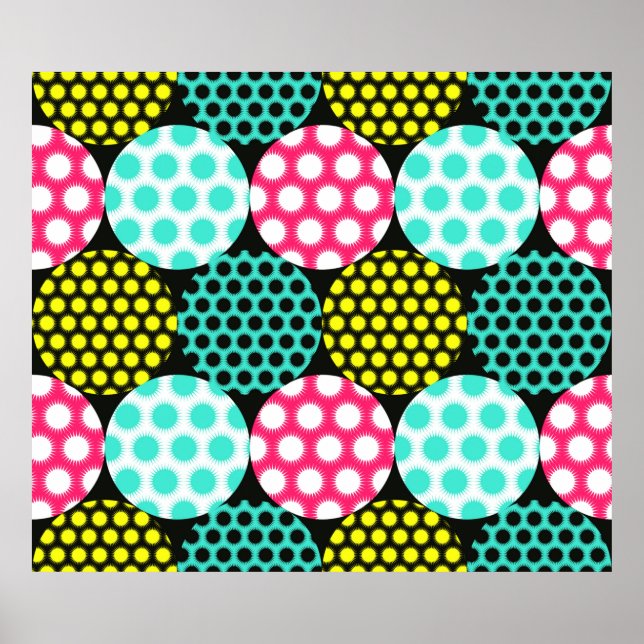 stars circles seamless pattern in multicolor pop s poster (Front)