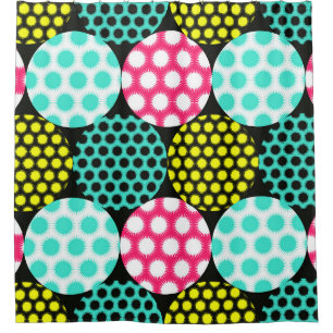 stars circles seamless pattern in multicolor pop s shower curtain