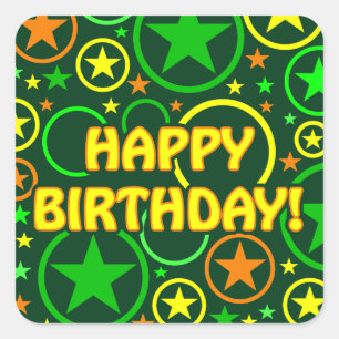 STARS & CIRCLES stickers - "Happy Birthday!"