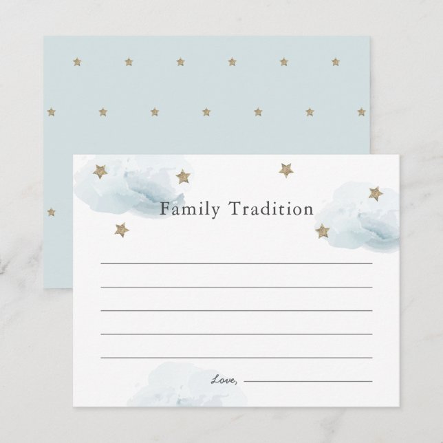 Stars & Clouds Baby Shower Family Tradition Card (Front/Back)