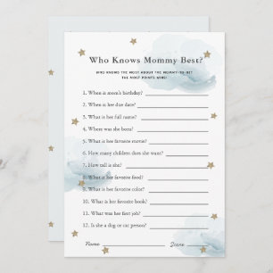 Stars & Clouds Who Knows Mum Shower Game Blue Card
