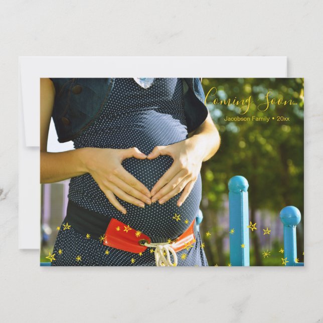 Stars Coming Soon Baby Announcement Photo Card (Front)