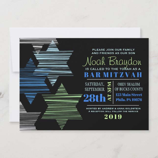 STARS CONNECTING Bar Bat Mitzvah Invitation (Front)