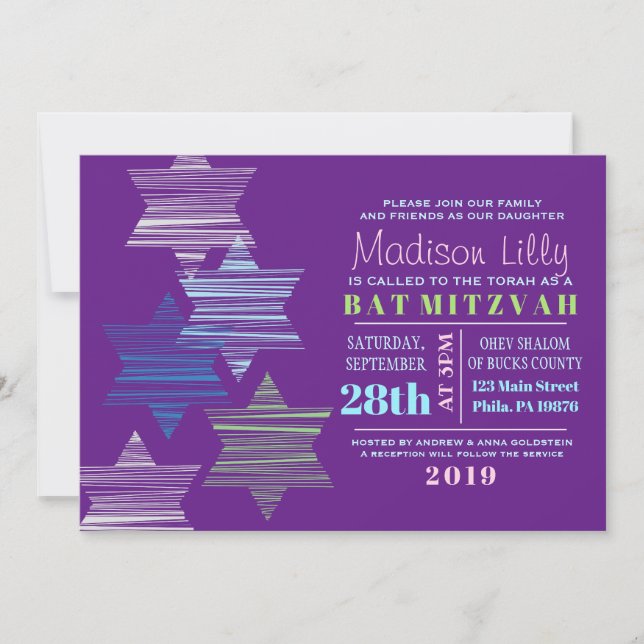 STARS CONNECTING Bat Mitzvah Invitation (Front)