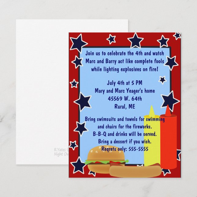 Stars Cookout Invitation (Front/Back)