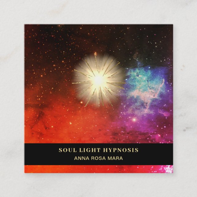 *~* Stars Cosmic Healing Universe Energy Sun Burst Square Business Card (Front)
