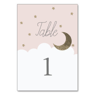 Stars & Crescent Moon Pink Girl Table Number