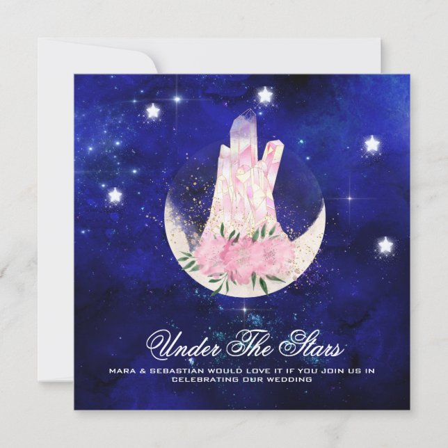 *~* STARS CRYSTAL MOON Website RSVP AR14 Wedding Invitation (Front)