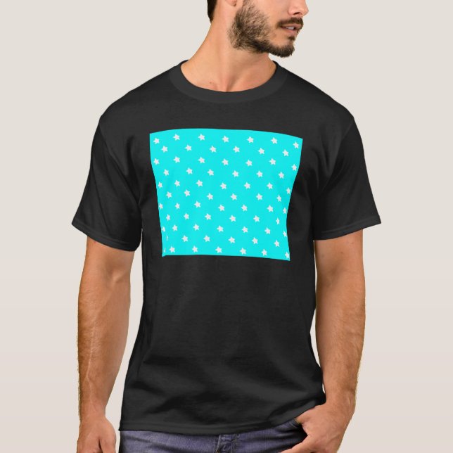 Stars Cyan White The MUSEUM Zazzle Gifts T-Shirt (Front)
