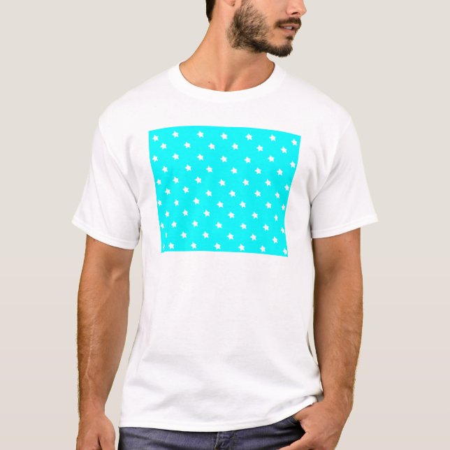 Stars Cyan White The MUSEUM Zazzle Gifts T-Shirt (Front)